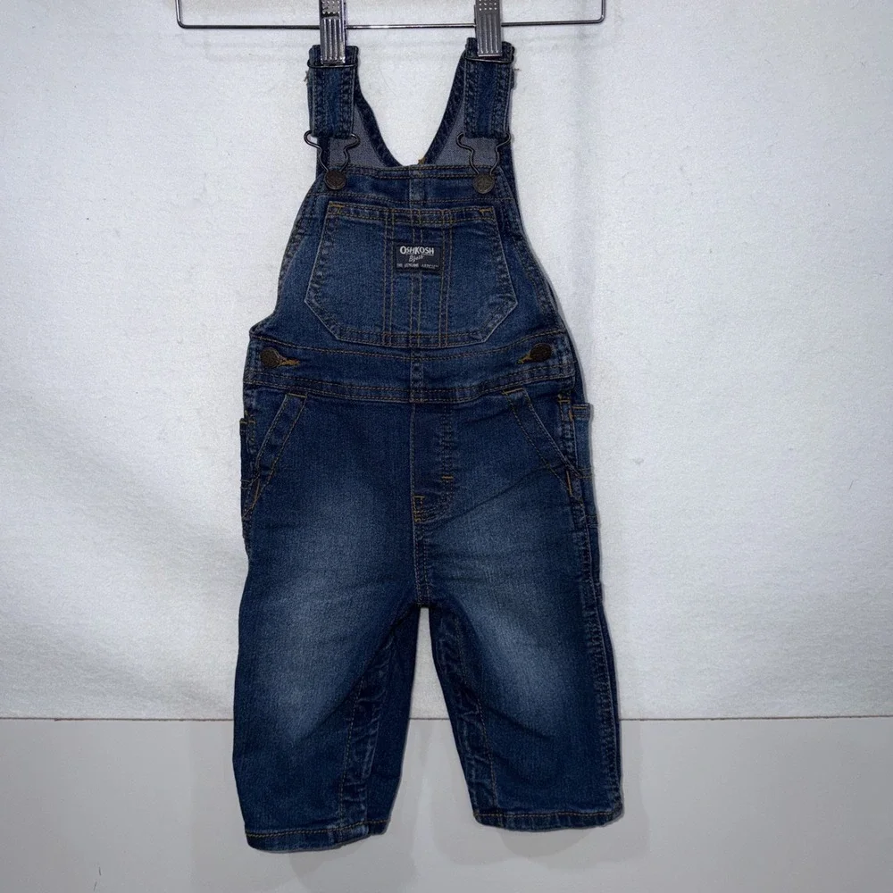 Infant Oshkosh B Gosh Denim‎ Overalls Size 12 Months Bibs Country Outdoor Snap
